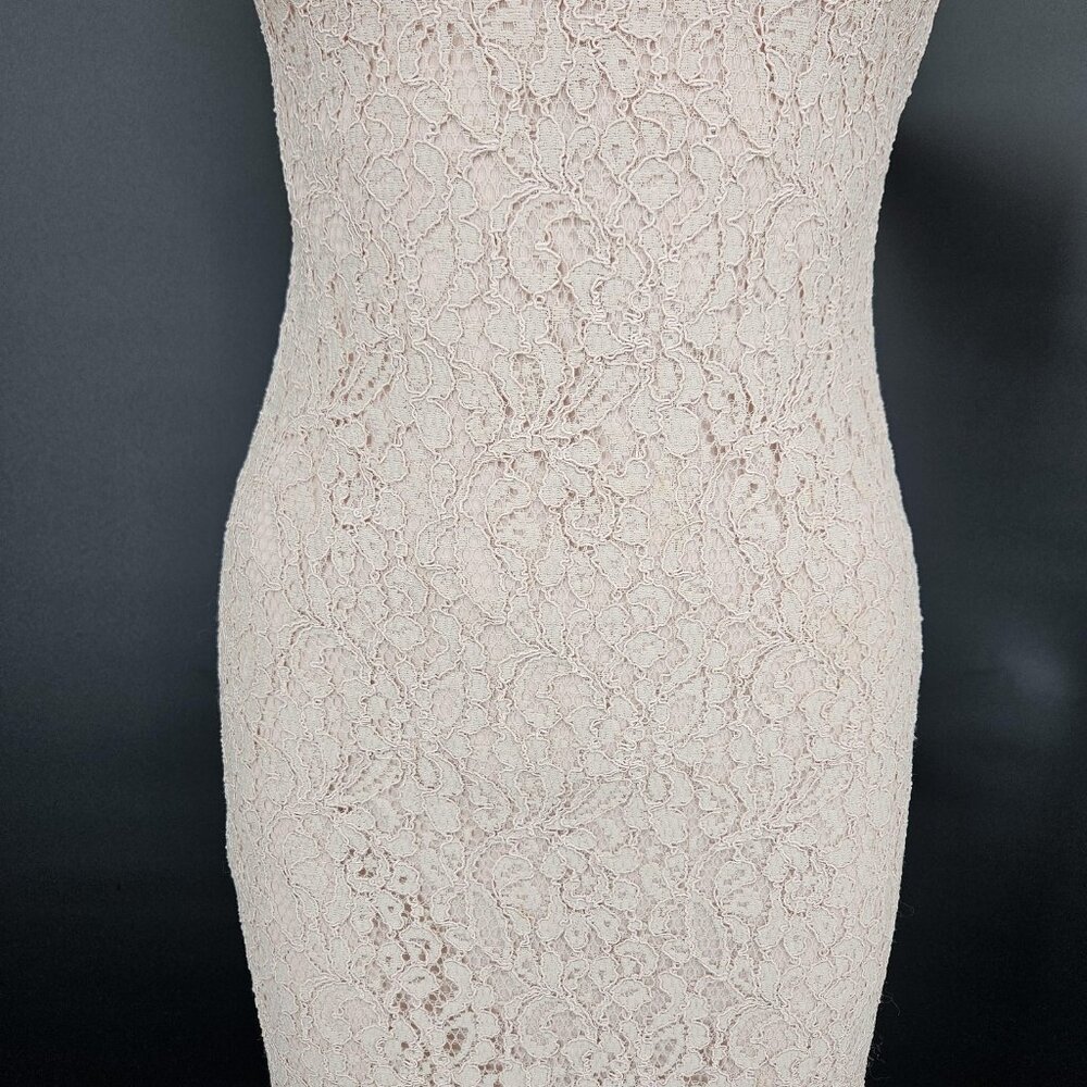 Adrianna Papell Dress Formal Gown 2 Pink Champagne Lace Sleeveless Sheath Maxi - Picture 3 of 16